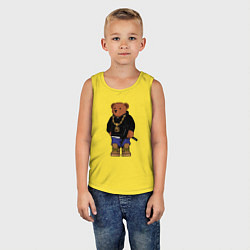 Майка детская хлопок Gangsta bear Крутой мишка, цвет: желтый — фото 2