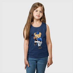 Майка детская хлопок МИШКА БЕЙСБОЛИСТ, цвет: тёмно-синий — фото 2