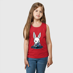 Майка детская хлопок Зайчонок обнял клубки The bunny hugged the balls, цвет: красный — фото 2