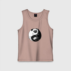 Майка детская хлопок Собачий Инь Янь, цвет: пыльно-розовый