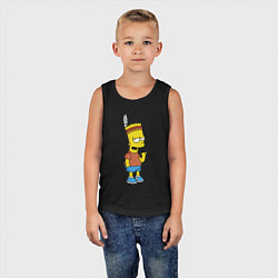 Майка детская хлопок Барт Симпсон - индеец, цвет: черный — фото 2