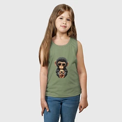 Майка детская хлопок Футбол - Шимпанзе, цвет: авокадо — фото 2