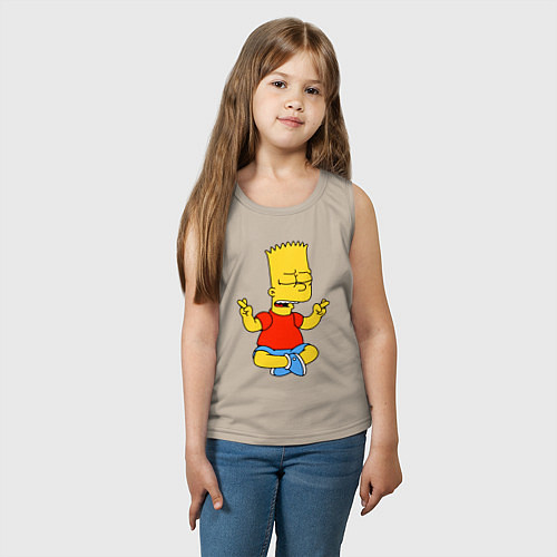 Детская майка Барт Симпсон - сидит со скрещенными пальцами / Миндальный – фото 3