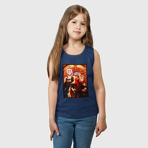 Детская майка Тенген и Ренгоку красивые - Клинок рассекающий дем / Тёмно-синий – фото 3