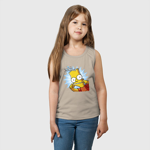 Детская майка Барт Симпсон корчит рожицу! / Миндальный – фото 3