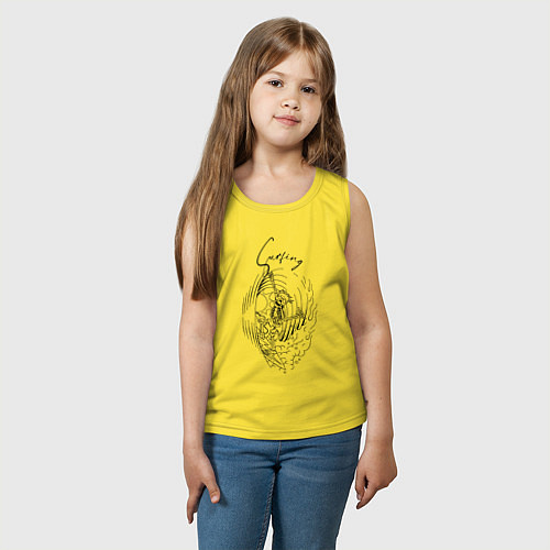 Детская майка Серфинг - скелет на доске / Желтый – фото 3