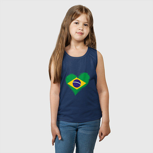 Детская майка Сердце - Бразилия / Тёмно-синий – фото 3