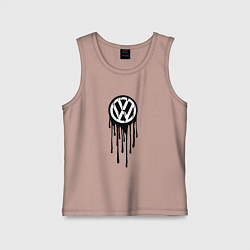 Майка детская хлопок Volkswagen - art logo, цвет: пыльно-розовый