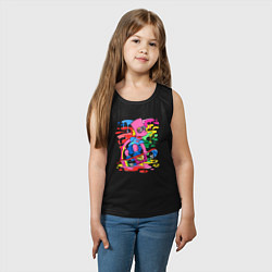 Майка детская хлопок Барт Симпсон - крутой скейтер - разноцветные клякс, цвет: черный — фото 2