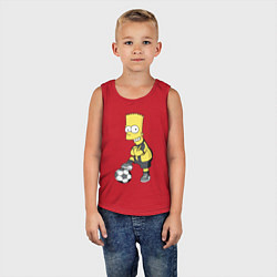 Майка детская хлопок Барт Симпсон - крутой футбольный форвард, цвет: красный — фото 2