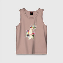 Майка детская хлопок Живопись полет колибри, цвет: пыльно-розовый