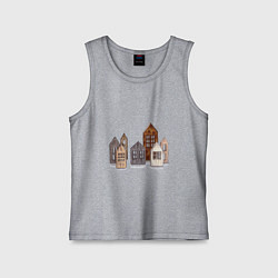 Майка детская хлопок Хюгге домики, цвет: меланж