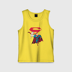 Майка детская хлопок Крипто и Супермен с лого DC Лига Суперпитомцы, цвет: желтый