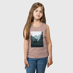 Майка детская хлопок Олень в лесу силуэты, цвет: пыльно-розовый — фото 2