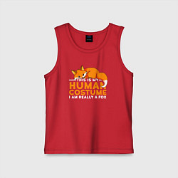 Майка детская хлопок Это мой костюм человека - на самом деле я лиса, цвет: красный