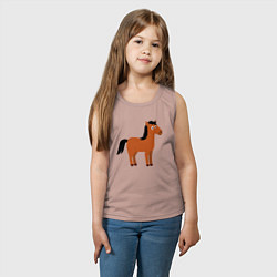 Майка детская хлопок Забавная лошадь, цвет: пыльно-розовый — фото 2