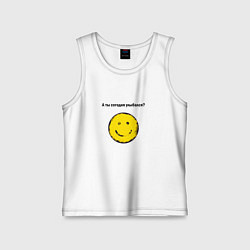 Майка детская хлопок А ты сегодня улыбался или нет, цвет: белый