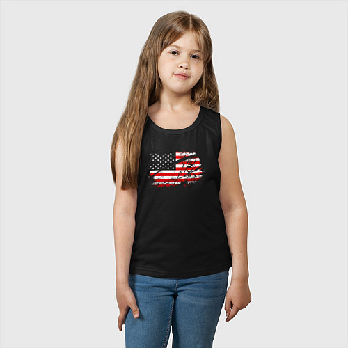 Детская майка Флаг США с хоккеистом / Черный – фото 3