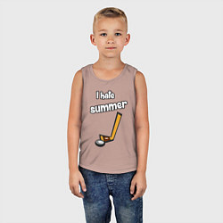 Майка детская хлопок Я ненавижу лето - хоккеист, цвет: пыльно-розовый — фото 2