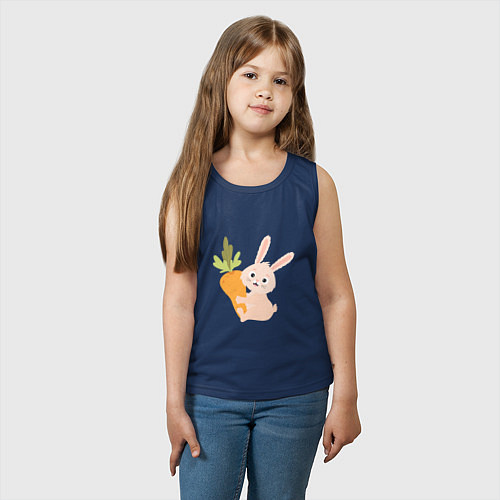 Детская майка Кролик с морковкой / Тёмно-синий – фото 3