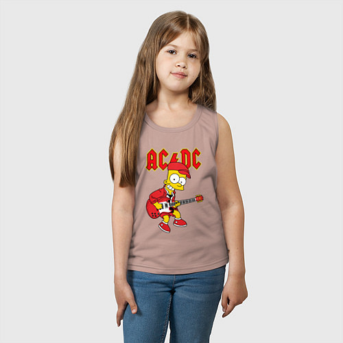 Детская майка AC DC Барт Симпсон / Пыльно-розовый – фото 3