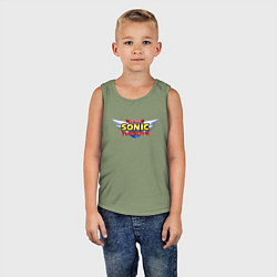 Майка детская хлопок Team Sonic racing - logo, цвет: авокадо — фото 2