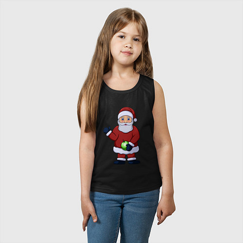 Детская майка Дед Мороз с елочной игрушкой / Черный – фото 3