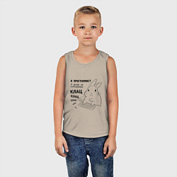 Майка детская хлопок Кролик программист - клац клац клац, цвет: миндальный — фото 2