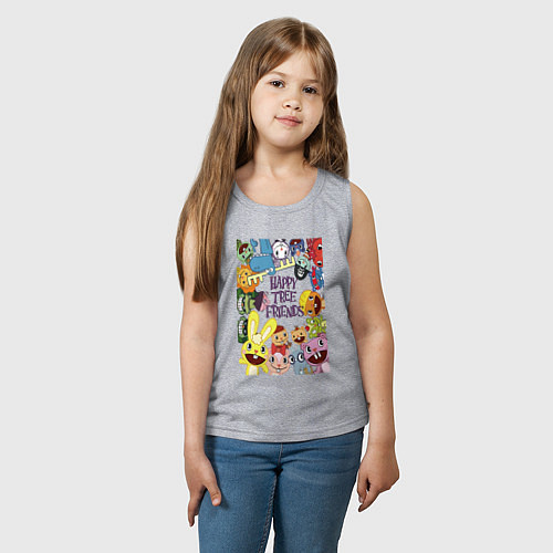 Детская майка Happy three friends - poster / Меланж – фото 3