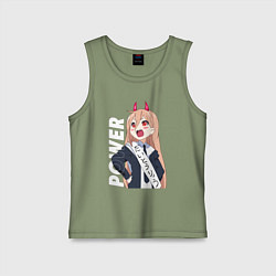 Майка детская хлопок Power Человек бензопила, цвет: авокадо