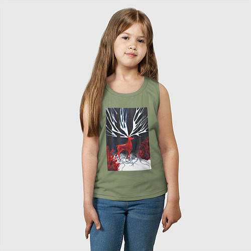 Детская майка Красный олень с гиганскими рогами / Авокадо – фото 3