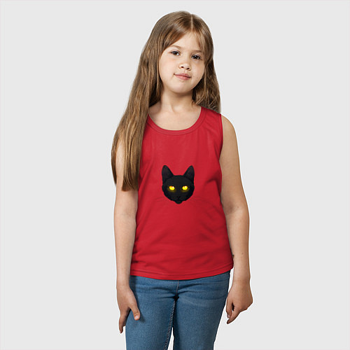 Детская майка Черный кот с сияющим взглядом / Красный – фото 3