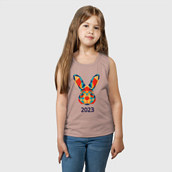 Майка детская хлопок Кролик из мозаики 2023, цвет: пыльно-розовый — фото 2