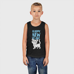 Майка детская хлопок Happy new year - kitten, цвет: черный — фото 2