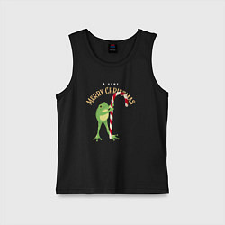 Майка детская хлопок Merry christmas from a frog, цвет: черный