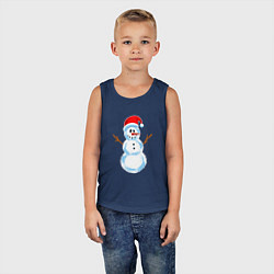 Майка детская хлопок Мультяшный новогодний снеговик, цвет: тёмно-синий — фото 2