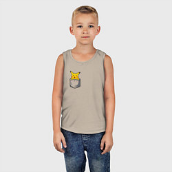 Майка детская хлопок Пикачу в кармане арт, цвет: миндальный — фото 2