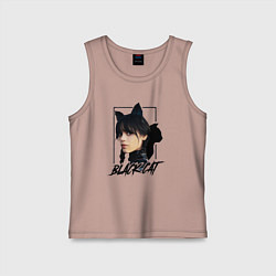 Майка детская хлопок Wednesday Black cat, цвет: пыльно-розовый