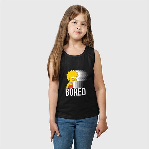 Детская майка Лиза Симпсон - bored / Черный – фото 3