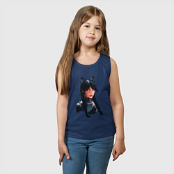 Майка детская хлопок Чёрная кошка Уэнсдэй, цвет: тёмно-синий — фото 2