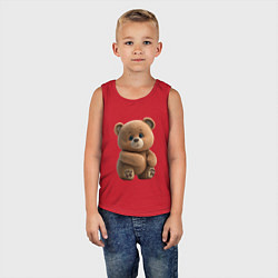 Майка детская хлопок Большой плюшевый мишка, цвет: красный — фото 2