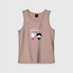 Майка детская хлопок Nevermore Уэнздей и Энид Синклер, цвет: пыльно-розовый