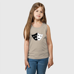 Майка детская хлопок Театральные маски грусти и радости, цвет: миндальный — фото 2