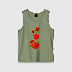 Майка детская хлопок Прекрасная Инга - букет из роз, цвет: авокадо