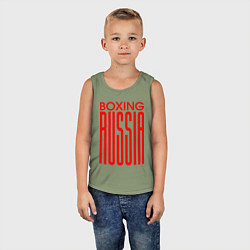 Майка детская хлопок Бокс Российская сборная, цвет: авокадо — фото 2
