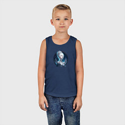 Майка детская хлопок Портрет красивой девуки, нейросеть, цвет: тёмно-синий — фото 2