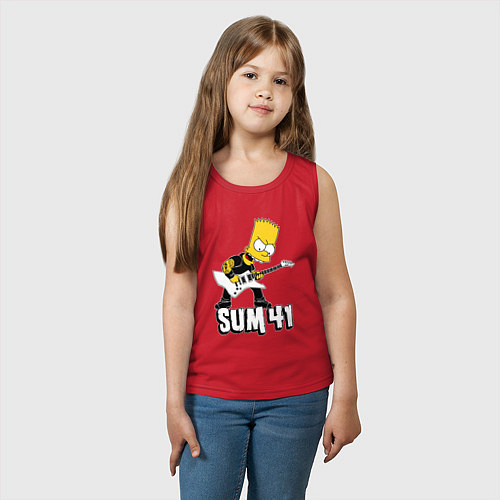 Детская майка Sum41 Барт Симпсон рокер / Красный – фото 3