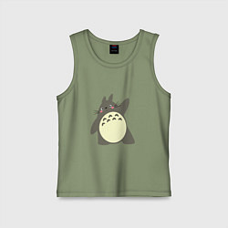 Майка детская хлопок Hello Totoro, цвет: авокадо