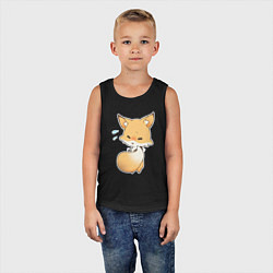 Майка детская хлопок Милая лисичка смущается, цвет: черный — фото 2