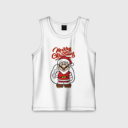 Майка детская хлопок Christmas Mario, цвет: белый